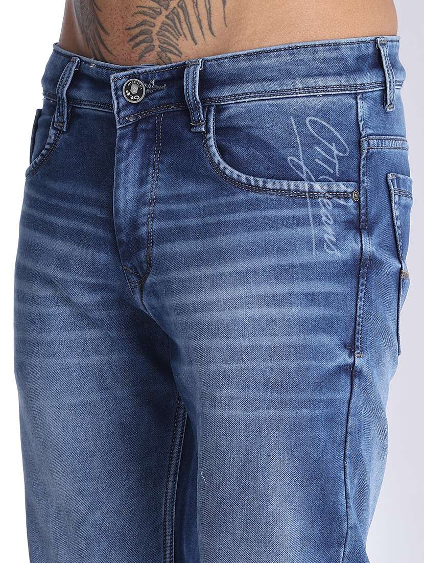men washed mid rise ankle length slim fit jeans - 22496411 -  Standard Image - 1