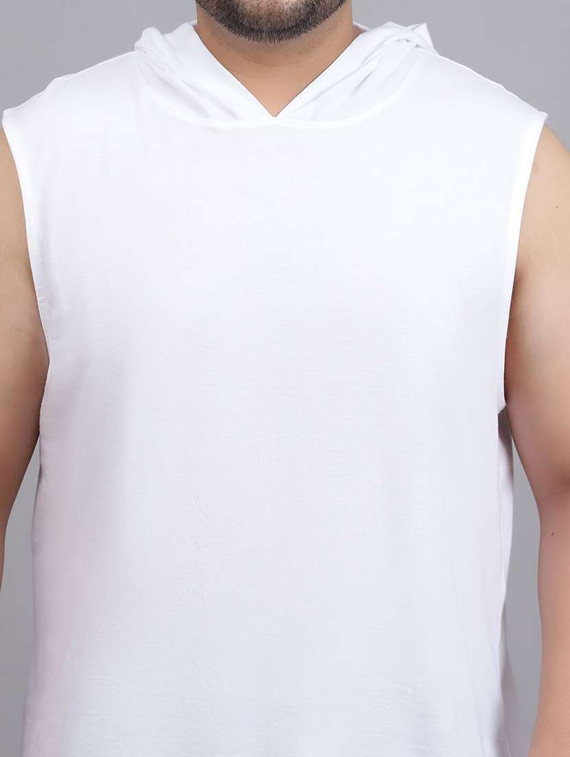men plus size solid sleeveless hooded t-shirt - 22497157 -  Standard Image - 1