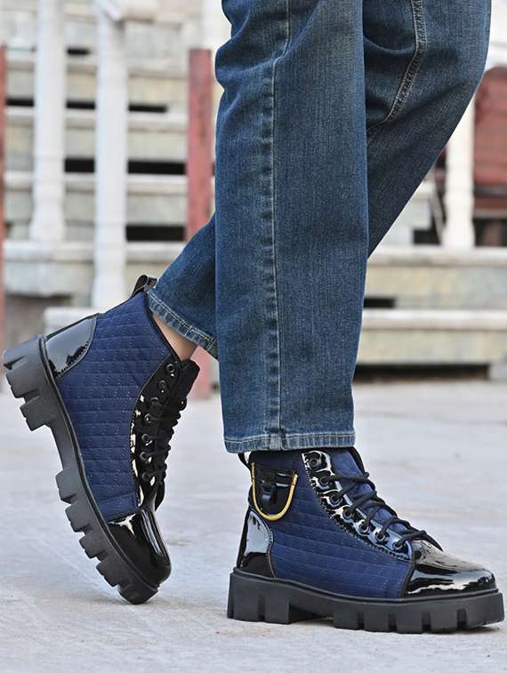 men blue lace up boot - 22497201 -  Standard Image - 4
