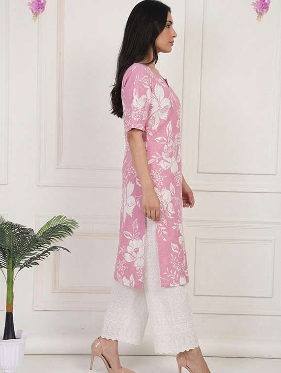 women floral short sleeve straight kurta - 22497213 -  Standard Image - 1