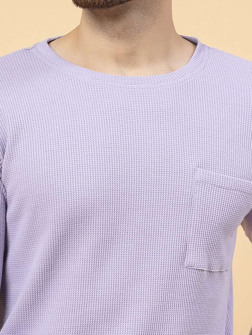 Men Self Design Long Sleeve Regular Fit T-shirt - 22497330 -  Standard Image - 1