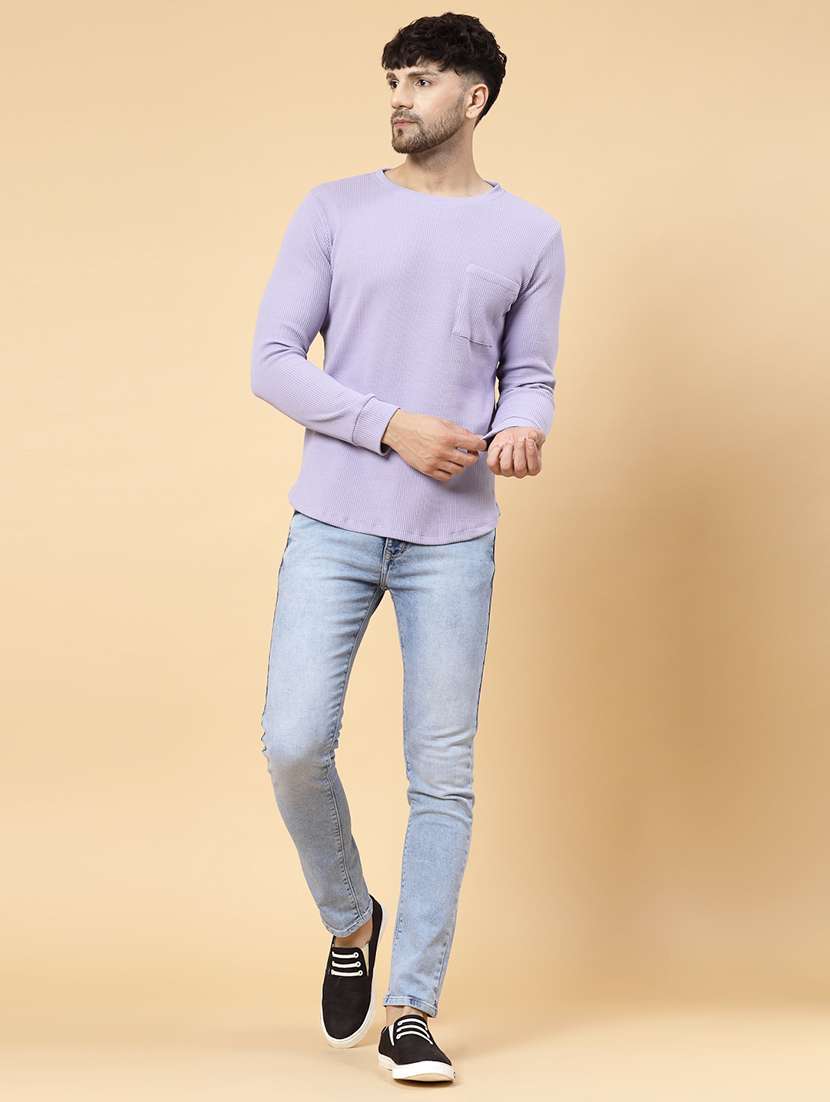Men Self Design Long Sleeve Regular Fit T-shirt - 22497330 -  Standard Image - 4