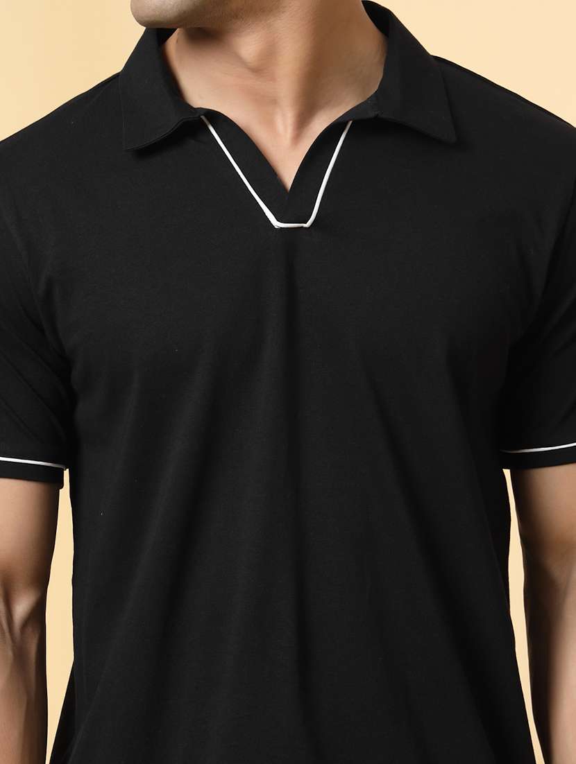 Men Solid Short Sleeve Regular Fit Polo T-shirt - 22497382 -  Standard Image - 1