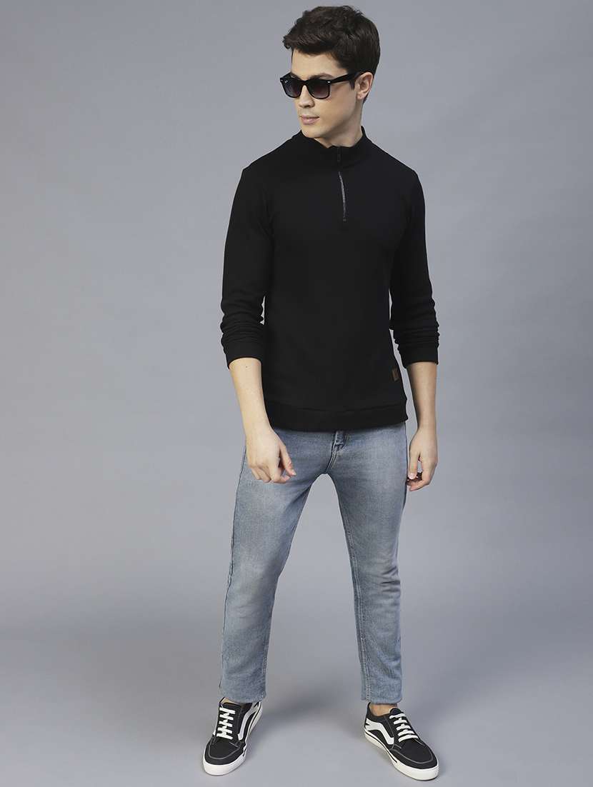 Men Self Design Long Sleeve Regular Fit T-shirt - 22497391 -  Standard Image - 4