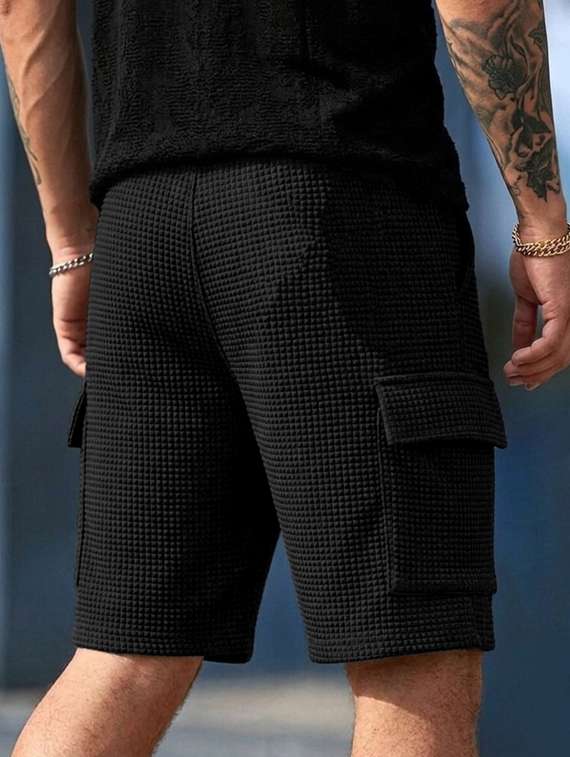 men textured mid rise regular fit cargo shorts - 22497411 -  Standard Image - 1