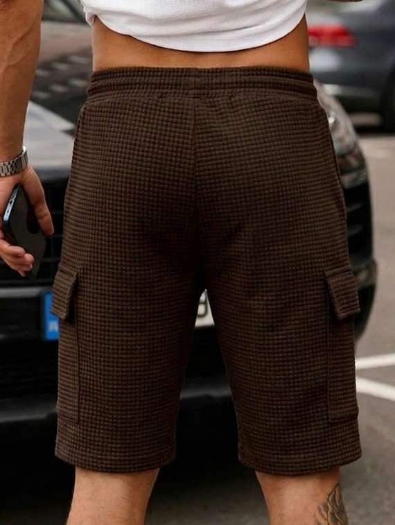 men textured mid rise regular fit cargo shorts - 22497425 -  Standard Image - 1