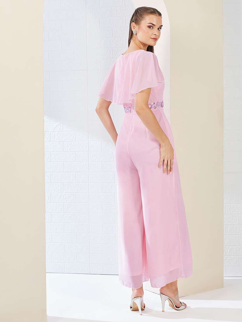 women solid v neck full length jumpsuit - 22497480 -  Standard Image - 4