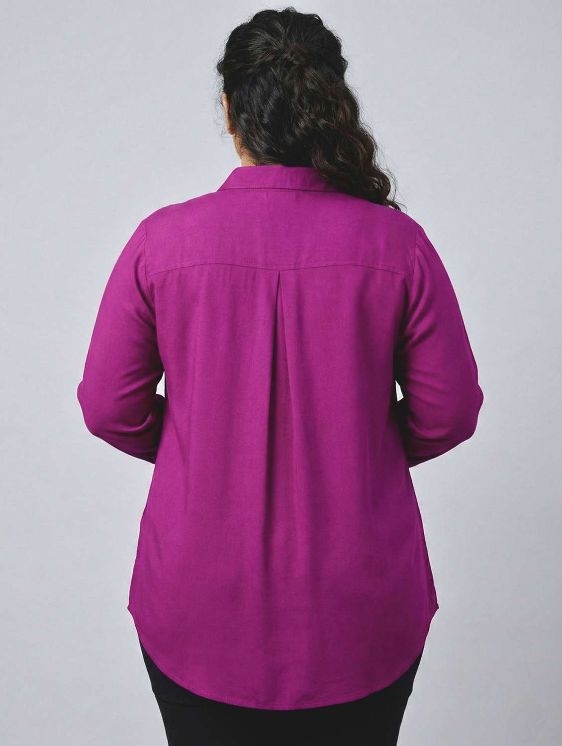 women solid three quarter sleeves shirt tunic - 22497490 -  Standard Image - 4