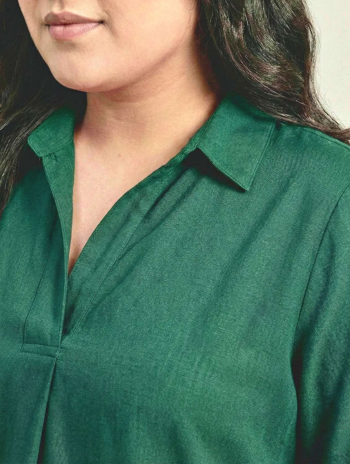 women solid three quarter sleeves shirt tunic - 22497492 -  Standard Image - 1