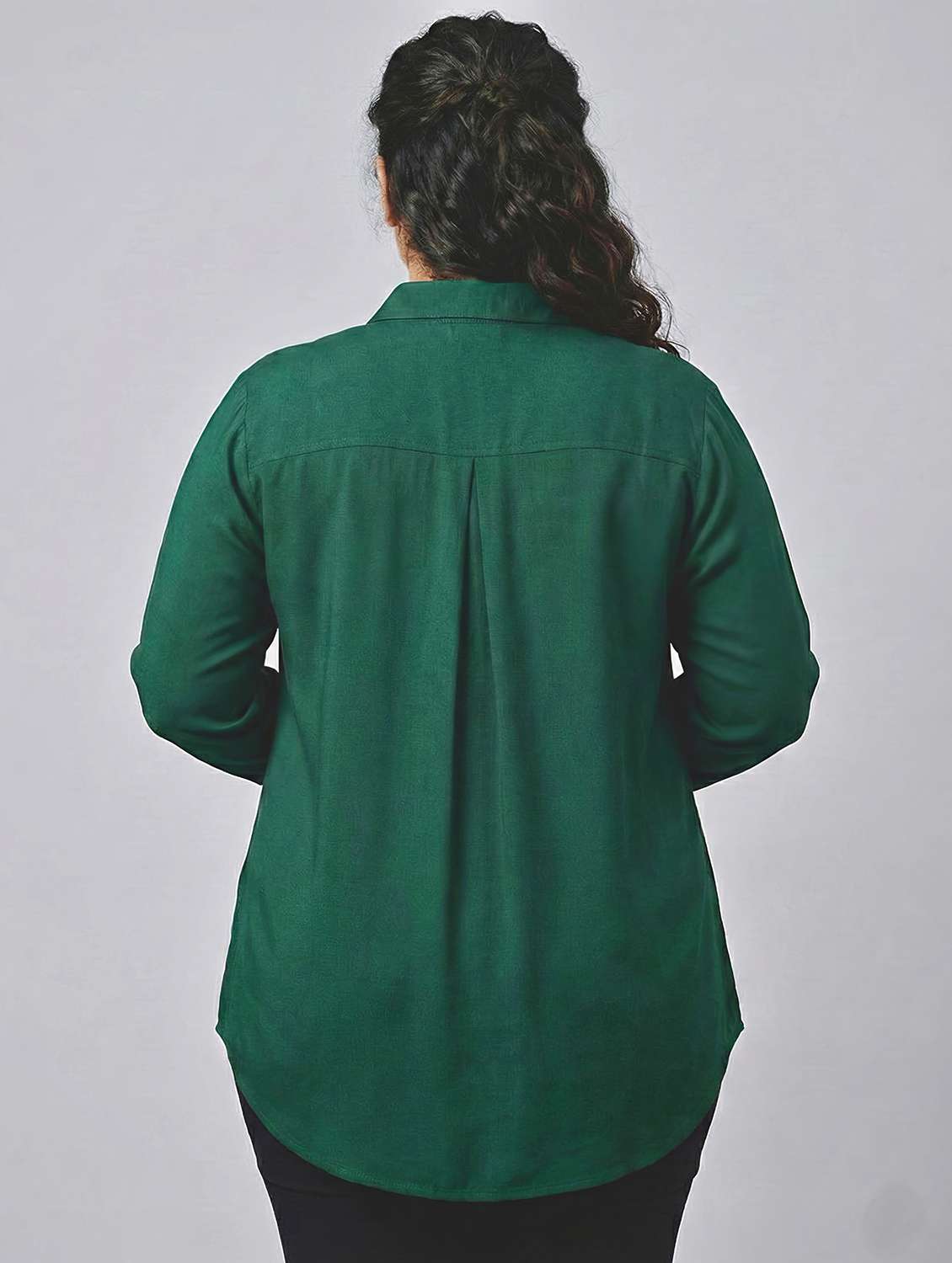 women solid three quarter sleeves shirt tunic - 22497492 -  Standard Image - 4