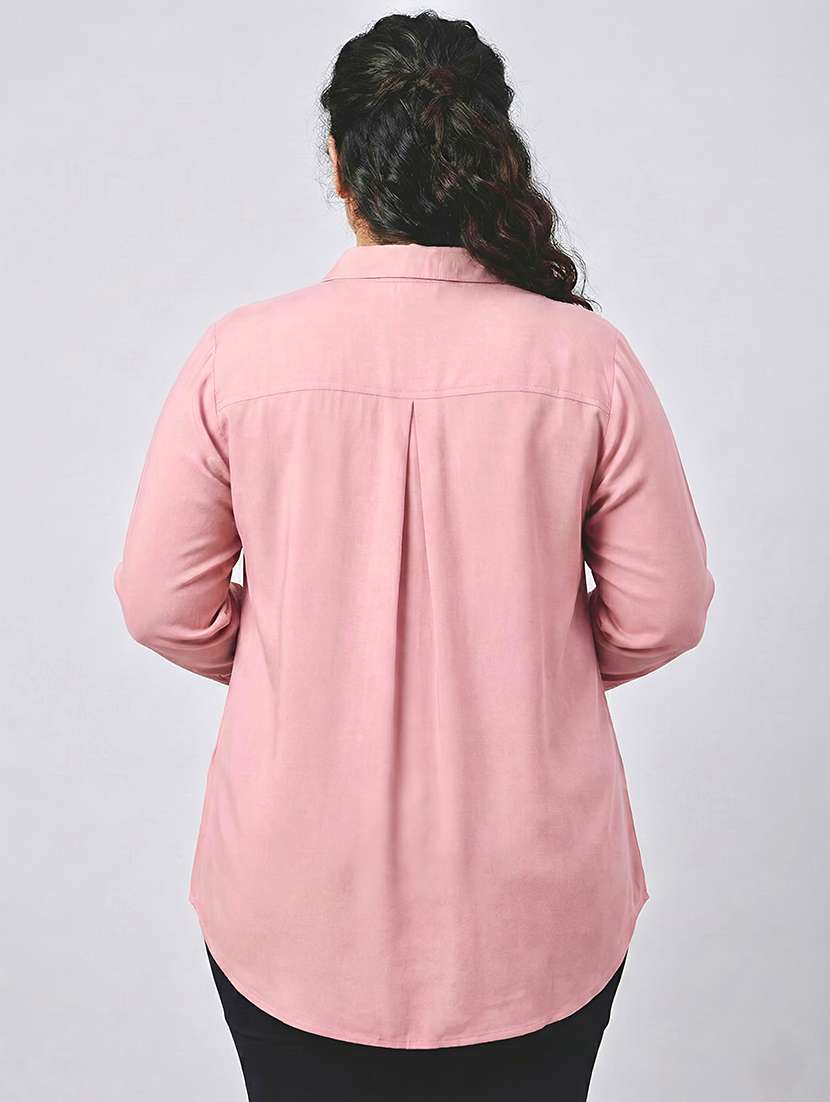 women solid three quarter sleeves shirt tunic - 22497496 -  Standard Image - 4