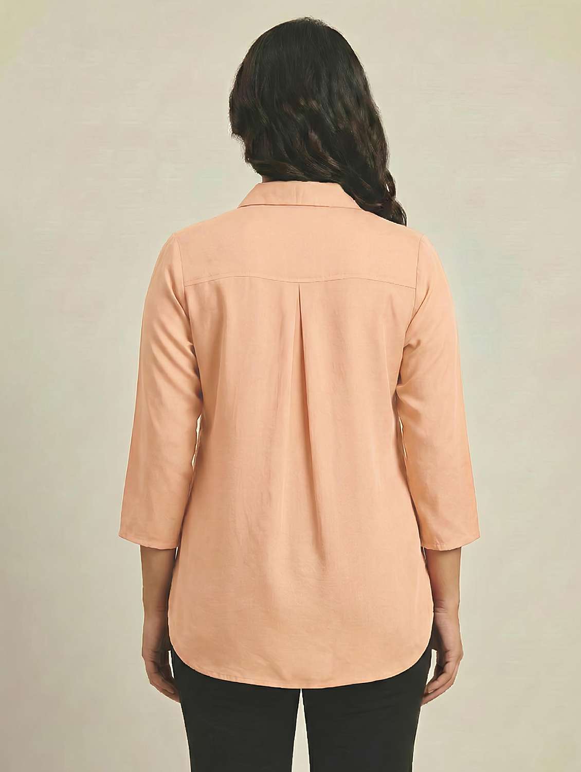 women solid three quarter sleeves shirt tunic - 22497499 -  Standard Image - 4