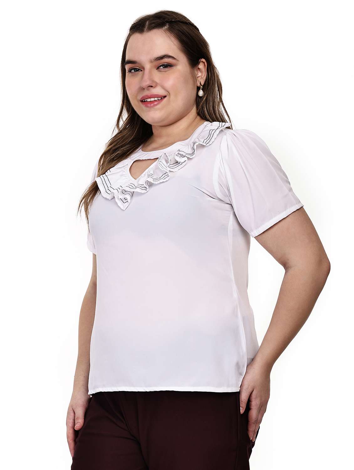 women solid short sleeves regular top