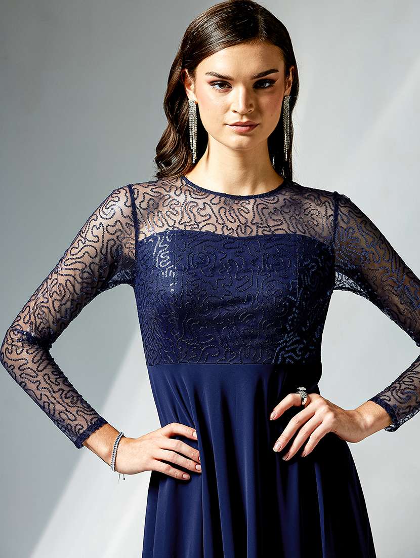 women solid with work long sleeve maxi dress - 22497513 -  Standard Image - 1