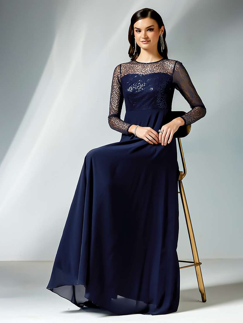 women solid with work long sleeve maxi dress - 22497513 -  Standard Image - 4