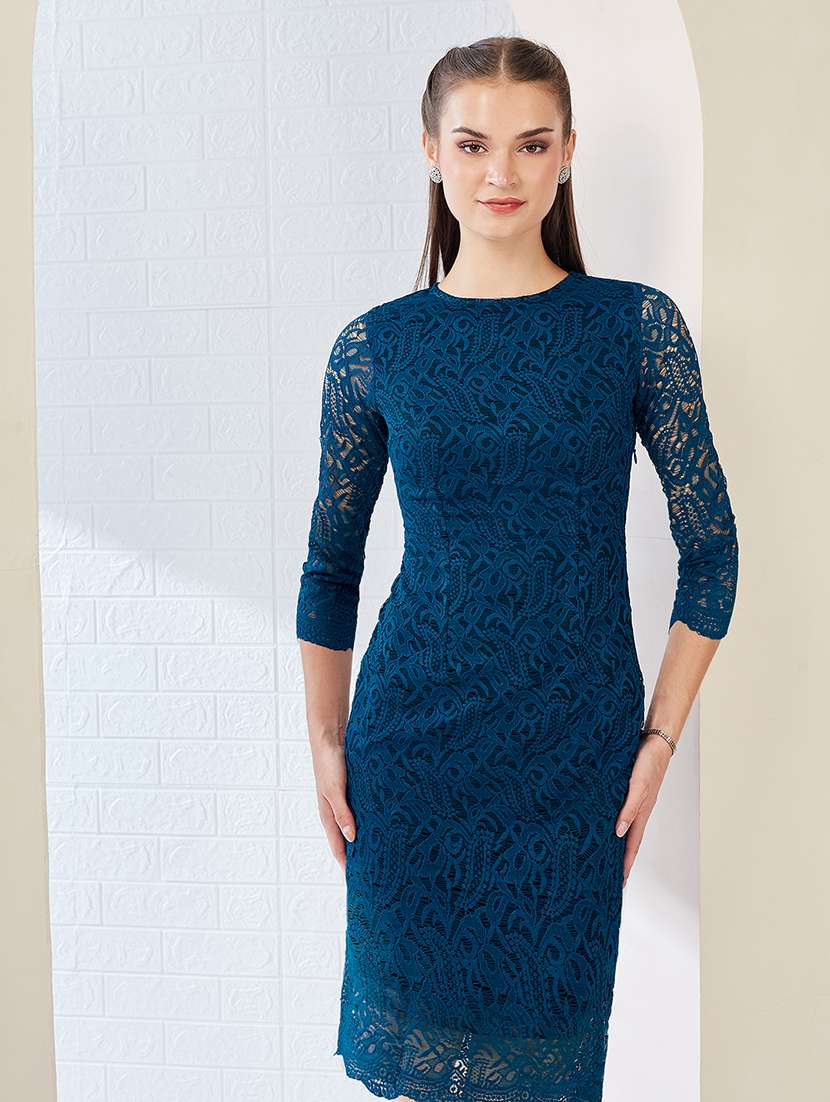Women Self Design Round Neck Bodycon Dress - 22497524 -  Standard Image - 1
