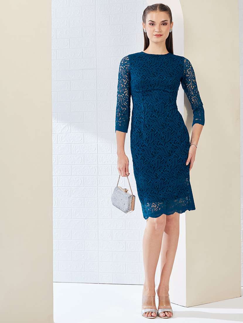 Women Self Design Round Neck Bodycon Dress - 22497524 -  Standard Image - 4