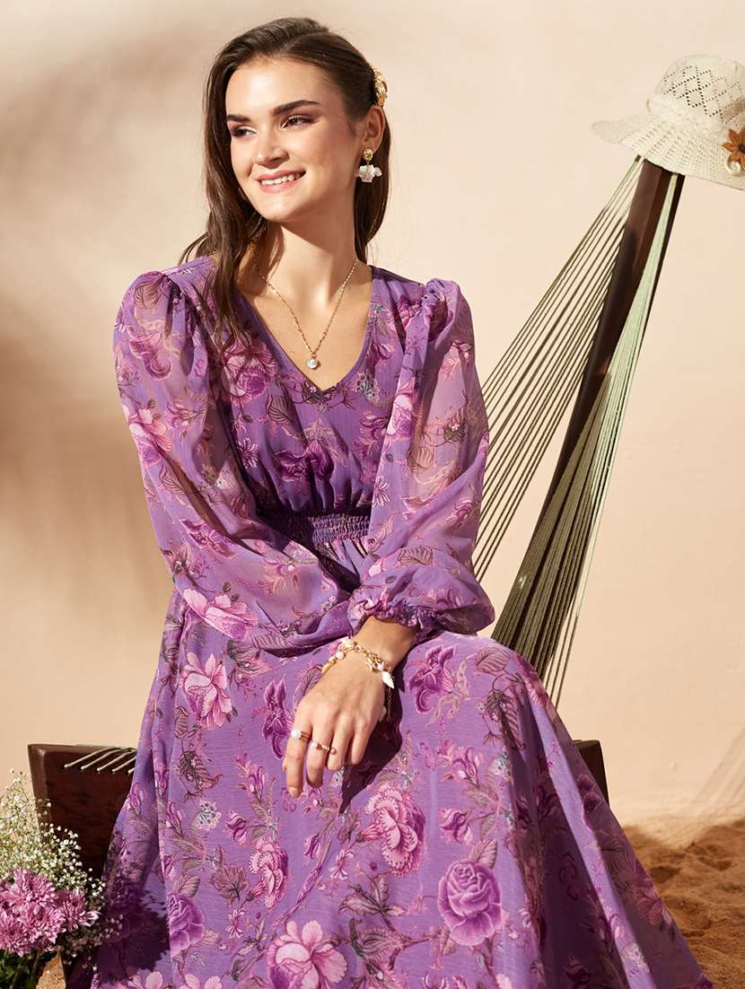 women printed long sleeve maxi dress - 22497541 -  Standard Image - 1