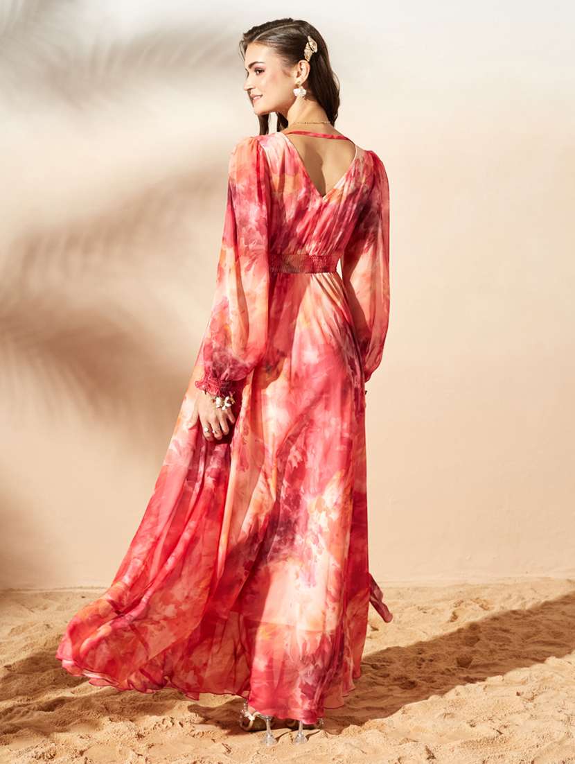 Women Printed Puff Sleeve Maxi Dress - 22497543 -  Standard Image - 4