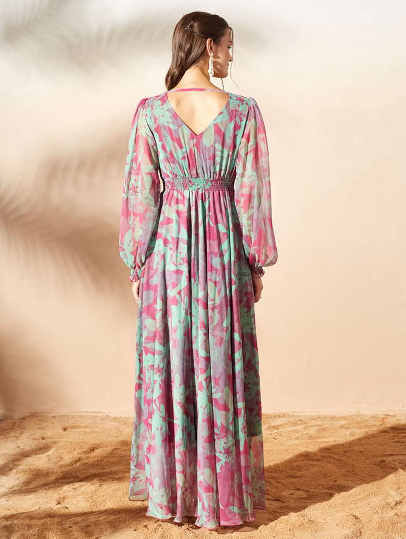 women printed puff sleeve maxi dress - 22497544 -  Standard Image - 4