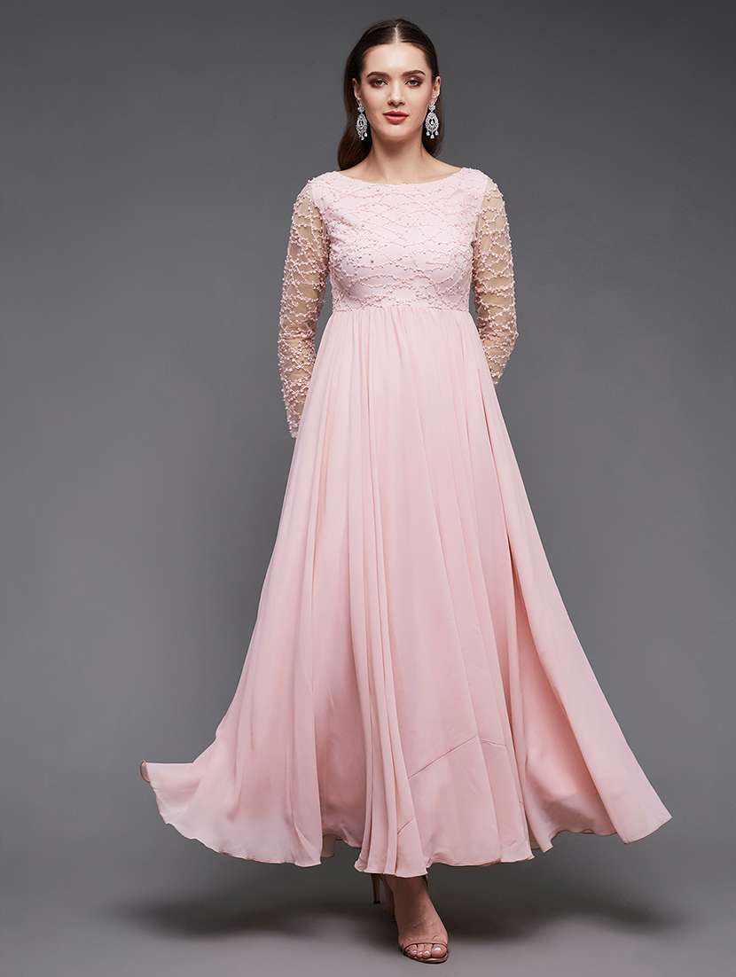 Women Solid With Work Long Sleeve Maxi Dress - 22497547 -  Standard Image - 1