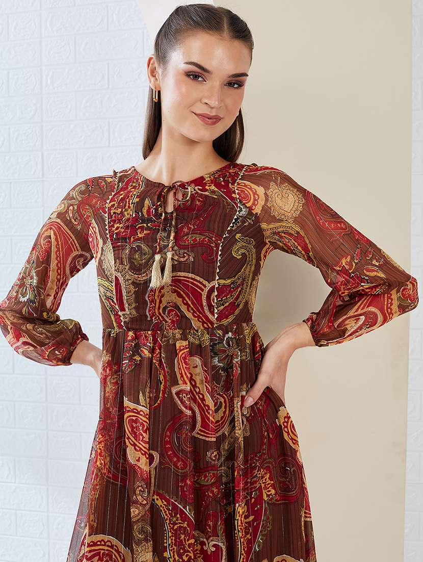 Women Printed Long Sleeve Tiered Dress - 22497549 -  Standard Image - 1
