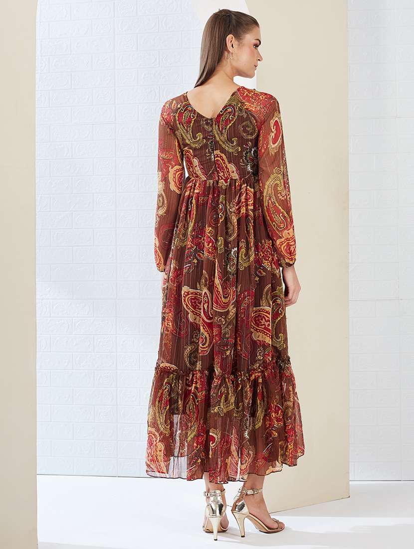 Women Printed Long Sleeve Tiered Dress - 22497549 -  Standard Image - 4