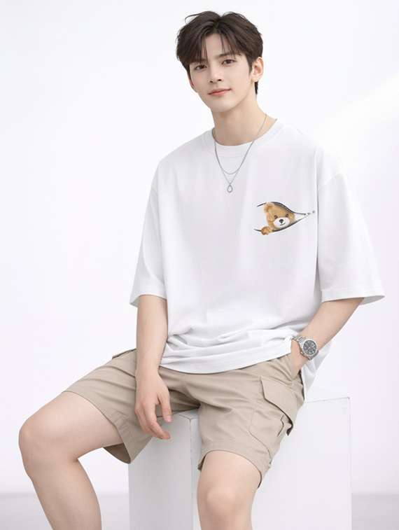 men printed short sleeve oversized t-shirt - 22497562 -  Standard Image - 1