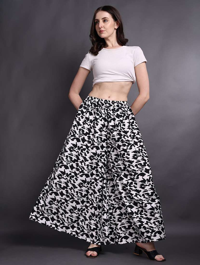 women printed mid rise flared palazzo - 22497577 -  Standard Image - 4