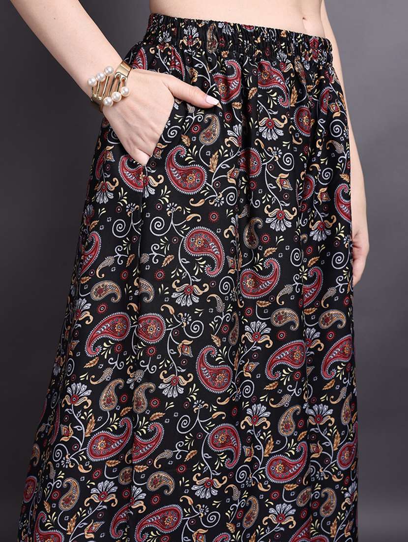 women printed mid rise flared palazzo - 22497578 -  Standard Image - 1