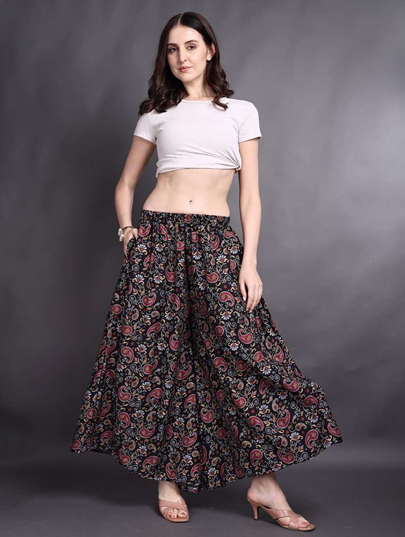 women printed mid rise flared palazzo - 22497578 -  Standard Image - 4