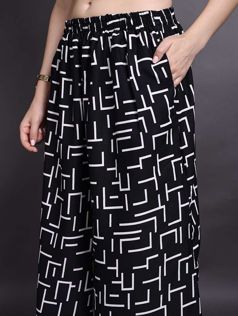 women printed mid rise flared palazzo - 22497579 -  Standard Image - 1