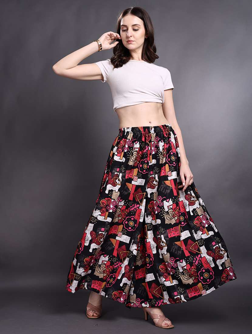 women printed mid rise flared palazzo - 22497582 -  Standard Image - 4