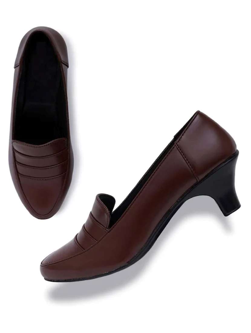 women brown slip on formal shoe - 22497606 -  Standard Image - 1