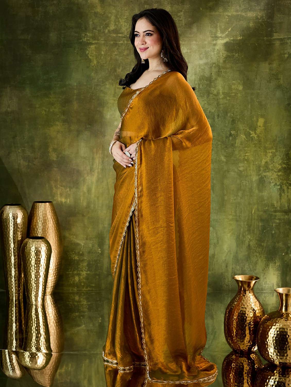 women solid ready to wear saree with blouse - 22497824 -  Standard Image - 1