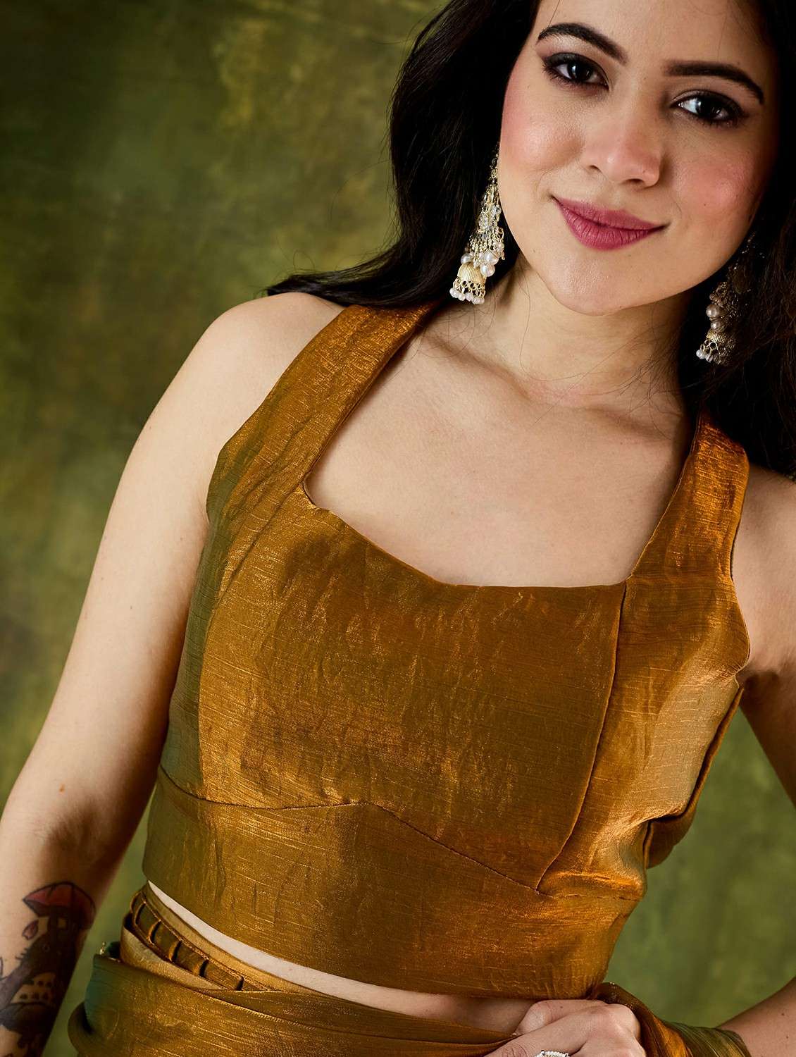 women solid ready to wear saree with blouse - 22497824 -  Standard Image - 4