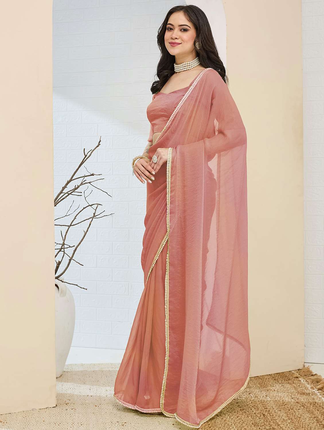 Women Solid Ready To Wear Saree With Blouse - 22497830 -  Standard Image - 1