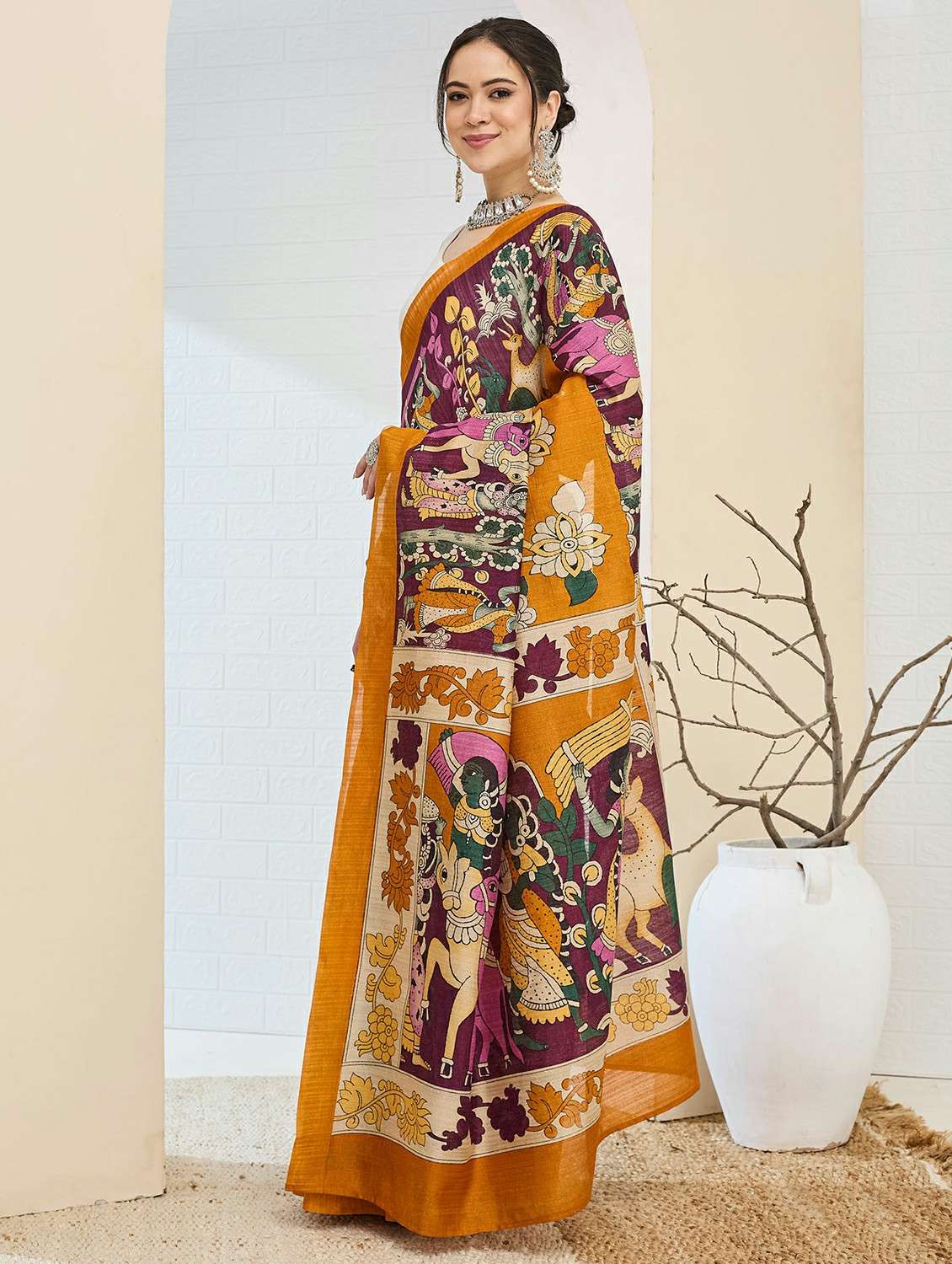 women printed ready to wear saree with blouse - 22497856 -  Standard Image - 1