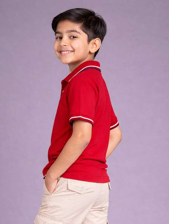 boys solid short sleeves polo neck t-shirt - 22497868 -  Standard Image - 1