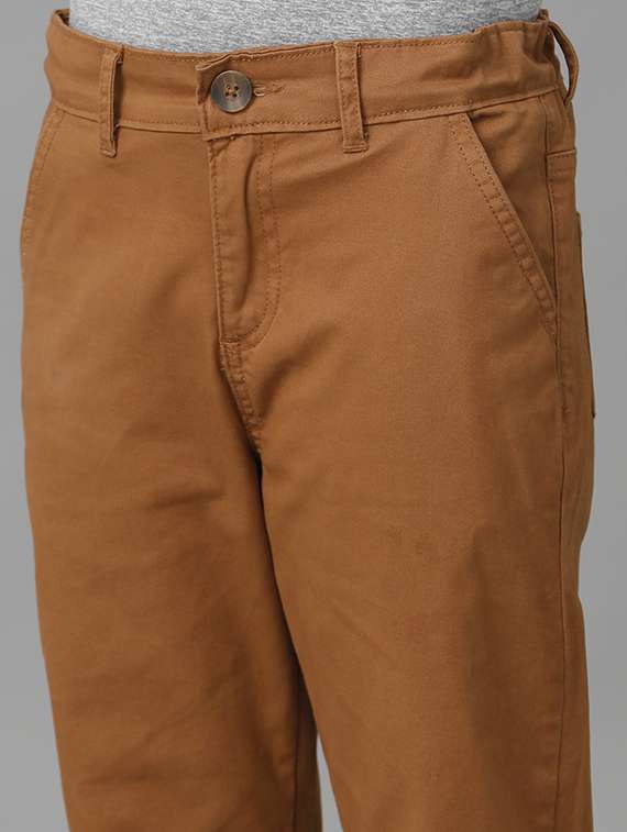 boys solid mid rise regular fit chinos pant - 22497878 -  Standard Image - 1