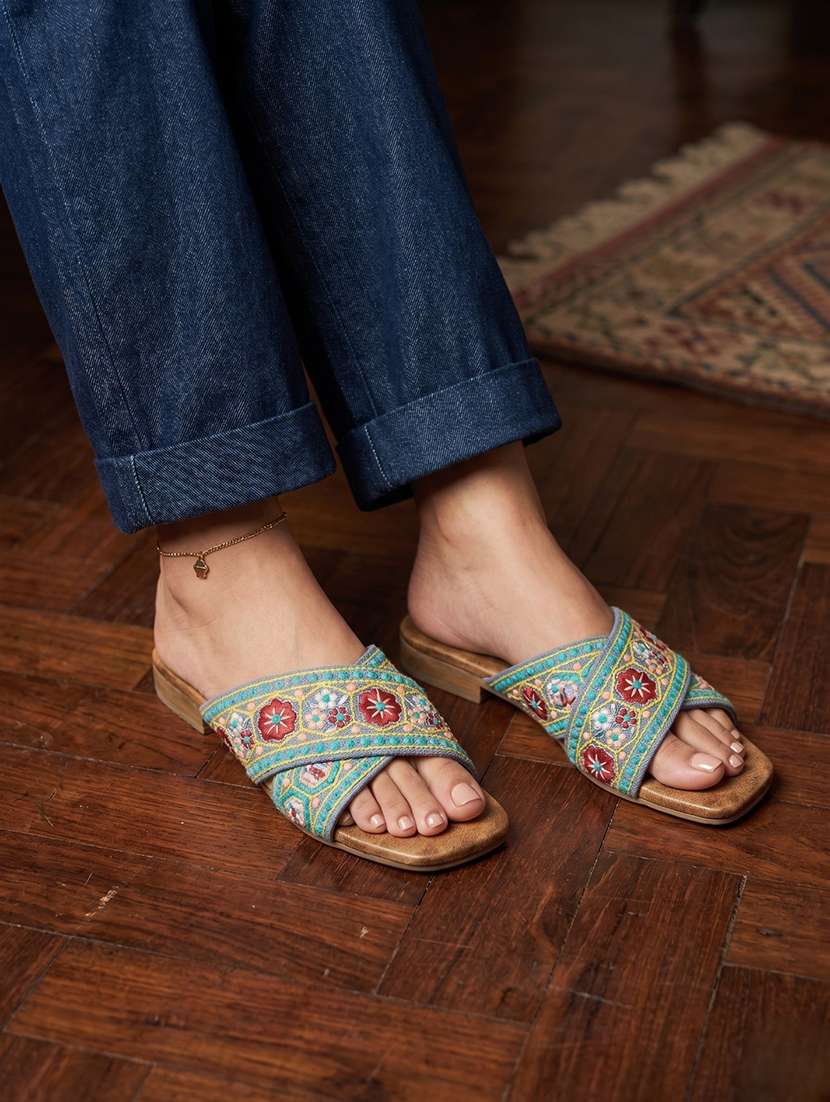 women embroidered slip on flats - 22497884 -  Standard Image - 1