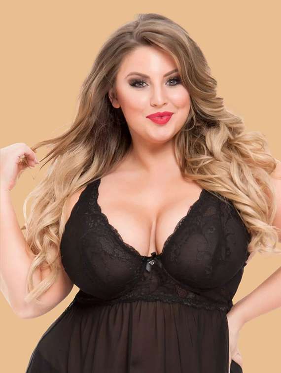 women self design v neck babydoll set - 22497939 -  Standard Image - 1