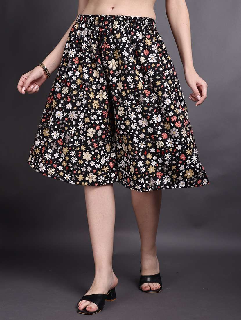 women printed mid rise flared palazzo