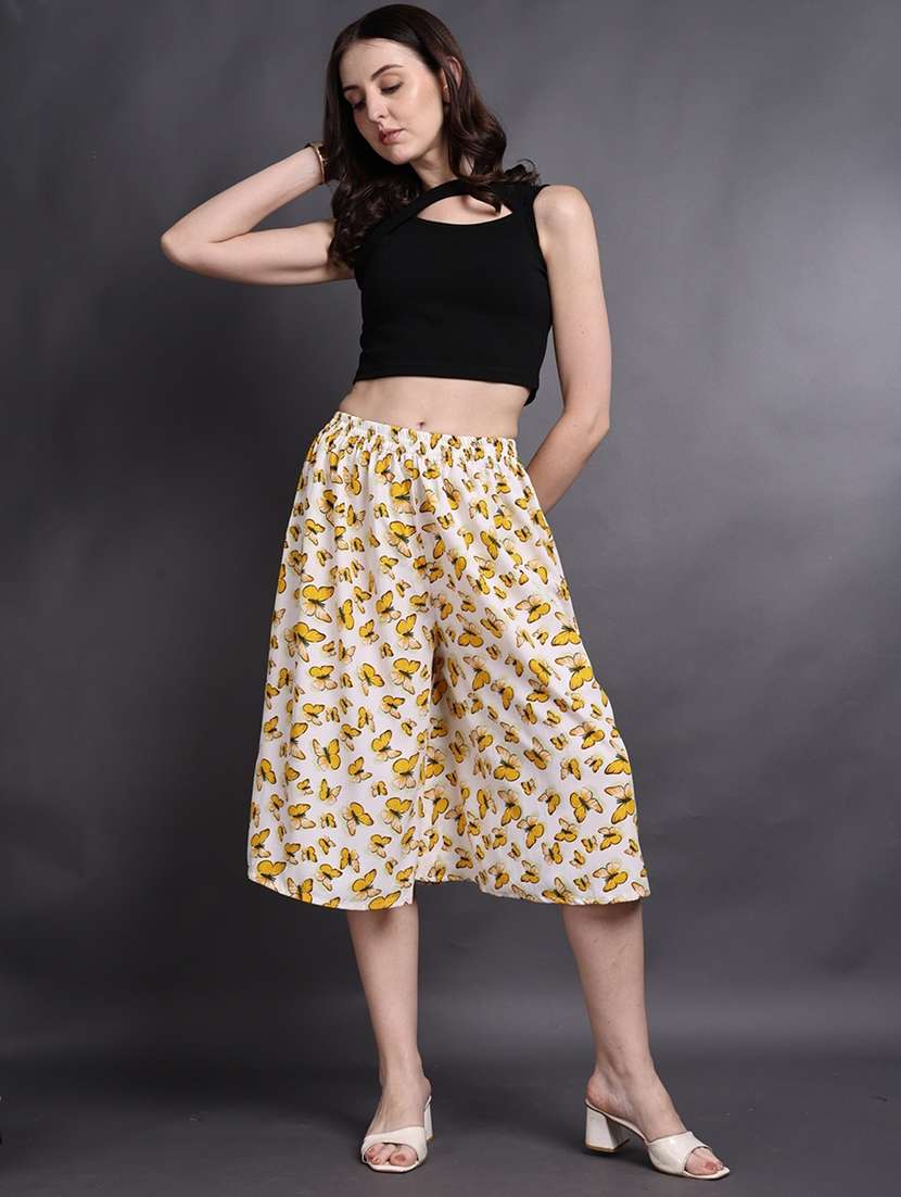 women printed mid rise flared palazzo - 22498059 -  Standard Image - 4