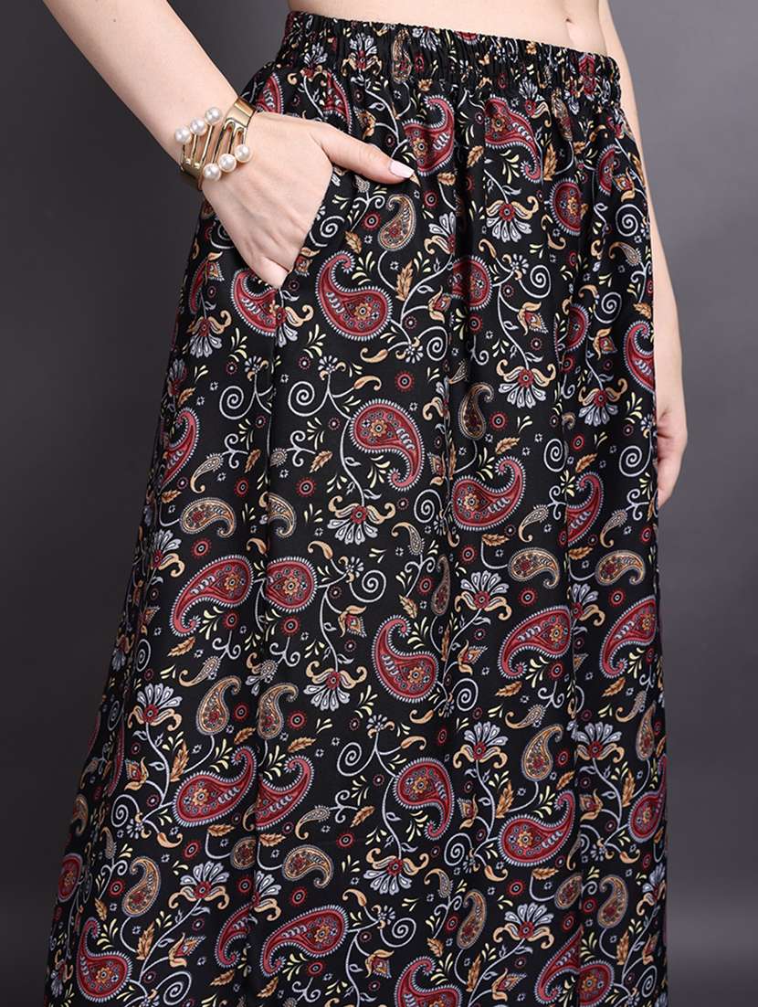 women printed mid rise flared palazzo - 22498064 -  Standard Image - 1