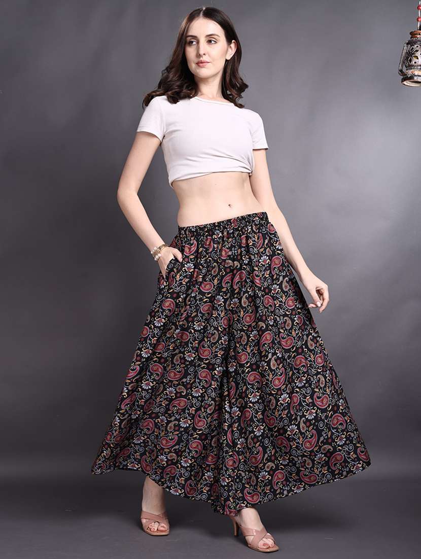 women printed mid rise flared palazzo - 22498064 -  Standard Image - 4