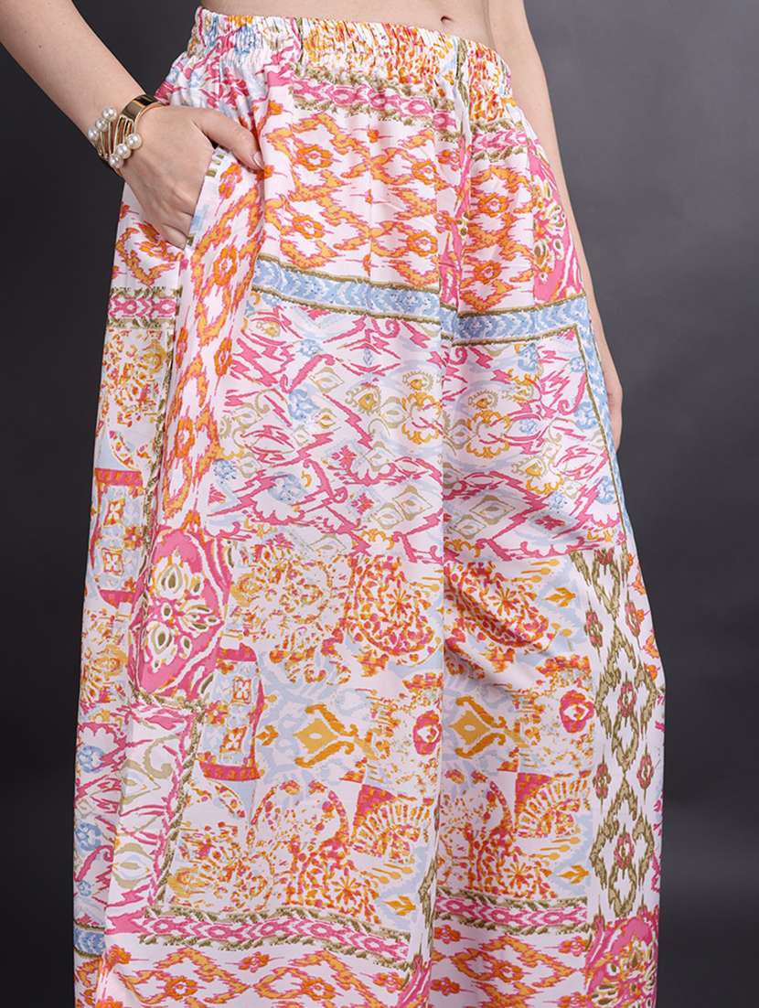 women printed mid rise flared palazzo - 22498067 -  Standard Image - 1