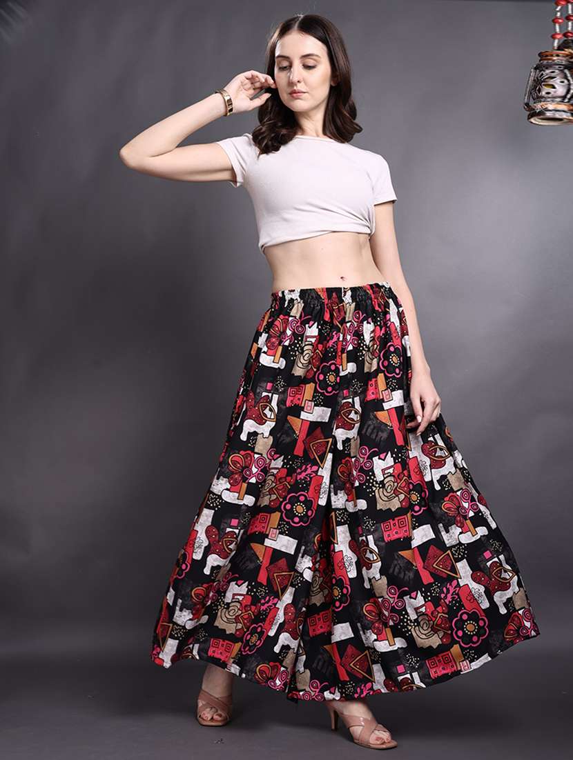 women printed mid rise flared palazzo - 22498068 -  Standard Image - 4
