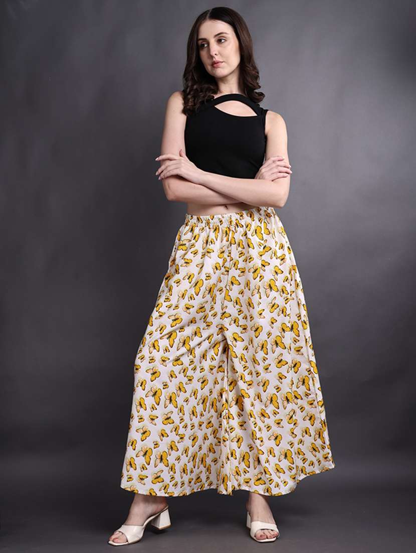 women printed mid rise flared palazzo - 22498070 -  Standard Image - 4