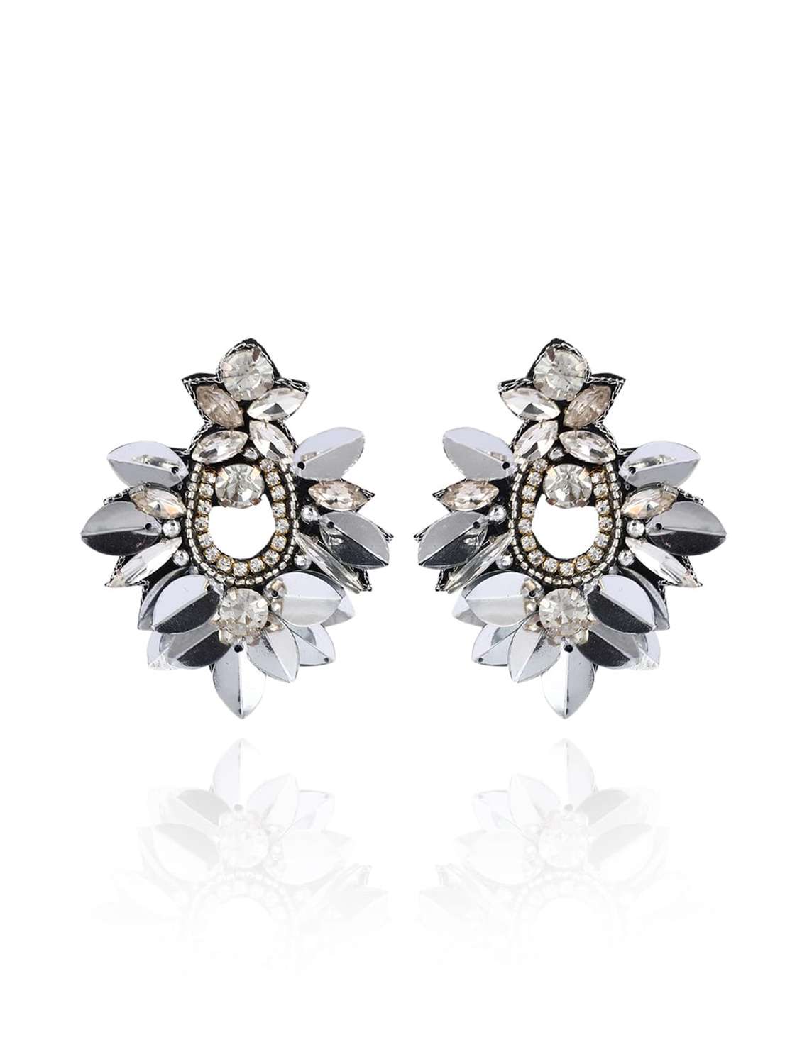 sequin & crystal stone fabric earring - 22498084 -  Standard Image - 1